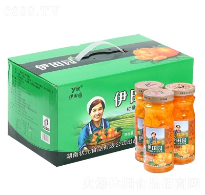 伊田園休閑零食水果罐頭整箱瓶裝柑橘罐頭