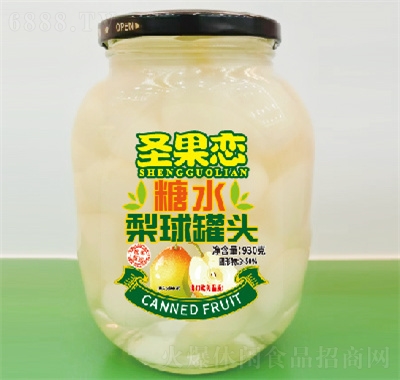 圣果戀水果罐頭食品糖水梨球罐頭930克