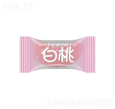 金冠水果味透明磨砂軟糖橡皮糖白桃味橙子形零食品白桃