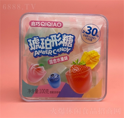 啟巧琥珀形糖混合水果味100g糖果零食