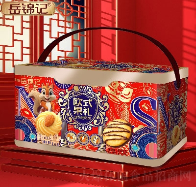 岳錦記餅干系列禮盒食品零食歐式國禮（鐵桶）
